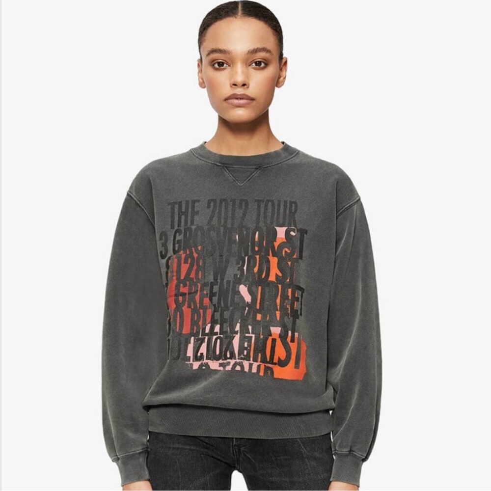 Anine Bing Ramona Street Graphic Sweatshirt Grey - Picture 3 of 10